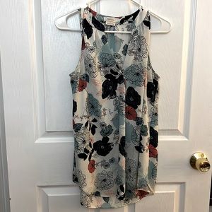 Floral tank blouse with blue and pink flowers